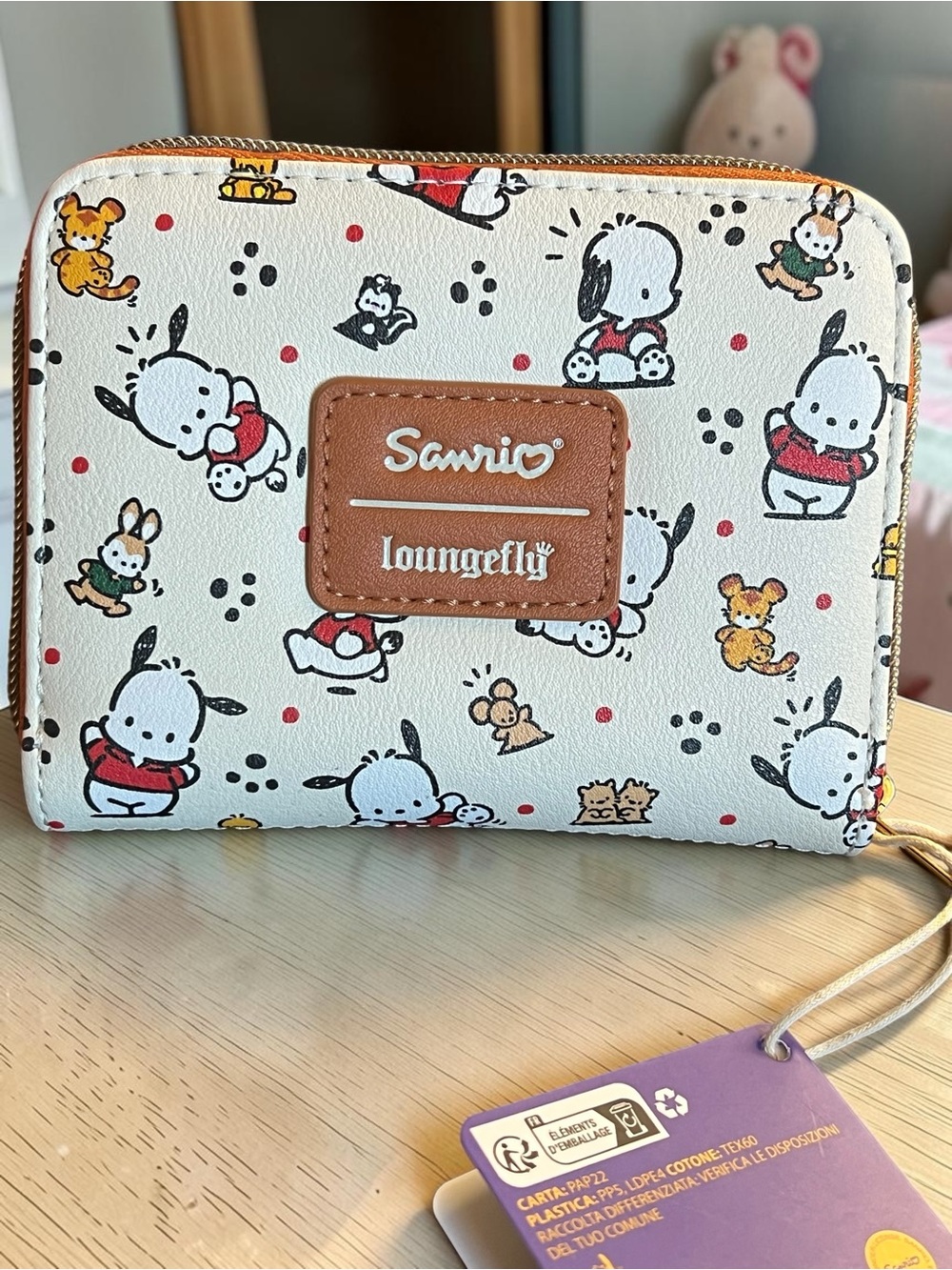 Sanrio x Loungefly White Pochacco & Friends Mini Zip Wallet